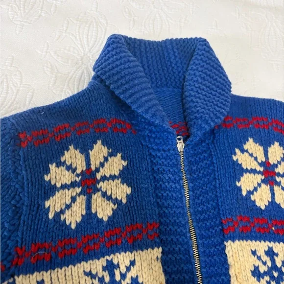 Blue Snowflake Knit Cardigan - Picture 3 of 4
